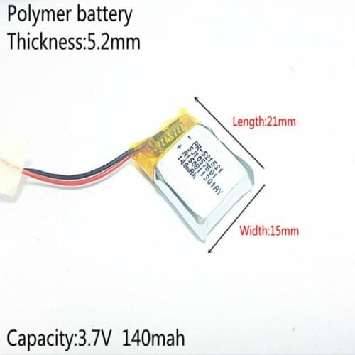 3.7V 140mAh 521521 Lithium Polymer Li-Po li ion Rechargeable Battery cells For Mp3 MP4 MP5 GPS mobile bluetooth