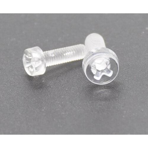 M3 M4 M5 M6 Acrylic Screws Nylon Round Head Phillips Cross Transparent Screws Length 3-16mm