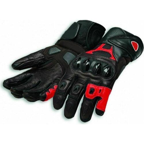 Black 100% Genuine Leather For Ducati Team Speed Evo C1 Motorcycle Gloves Racing Gloves Driving Motorbike Gloves