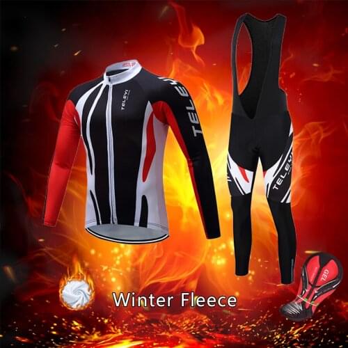 Mens Fashion Winter Cycling Jersey Set BIB Pants 2021 Sport Road Bike Clothing Thermal Fleece MTB Dress Male Warm Bicycle Suit