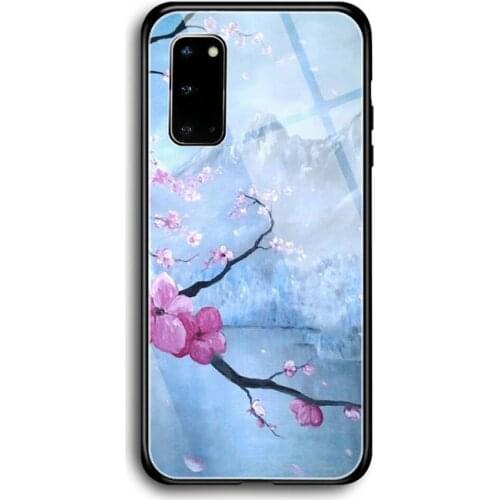 Soft pink cherry blossoms Phone Case Tempered Glass For Samsung S7 S8 S9 S10E S20 21 30 Plus ultra Note 8 9 10 Plus A7 2018