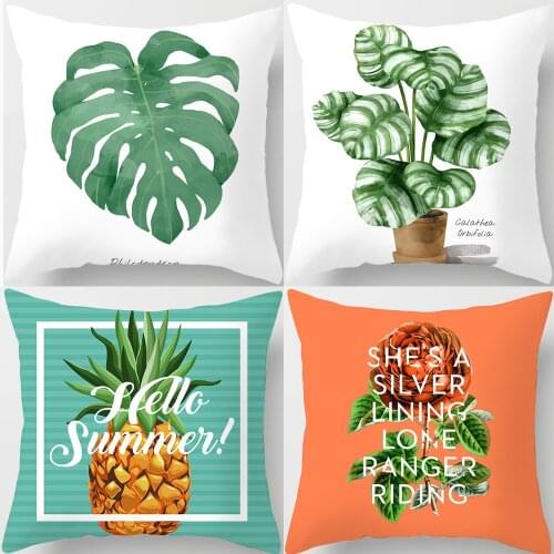 Tropical Leaf Pineapple Monstera Cushion Cover Happy Colors Polyester Throw Pillows Sofa Home Decoration Colorful Pillowcases