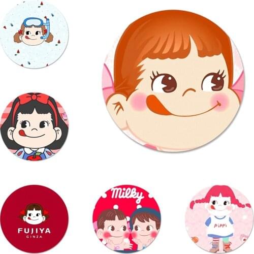 New Arrival 58mm Cartoon Fujiya Peko Milky Girl Boy Badge Brooch Pin Accessories For Clothes Backpack Decoration gift