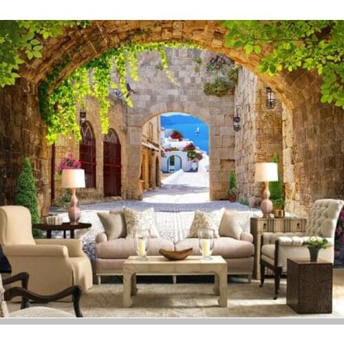 Papel de parede European 3D stereo arches landscape wallpaper,living room bedroom wall papers home decor bar cafe mural