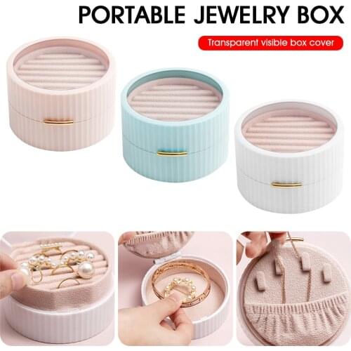 Mini Portable Jewelry Box Double-Layer HIPS Jewelry Storage Case Display Holder for Earrings Necklaces Bracelets Storage Boxes