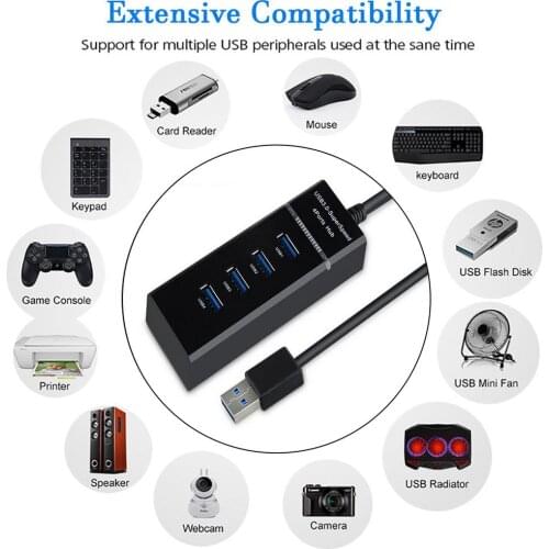 4 Ports USB 3.0 HUB HUB Multi USB Splitter Expander Multiple USB 3 Hab On / Off Switches Ac Adapter Cable Splitter For Pc Laptop