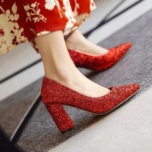 Zapatos De Mujer 2021 Platform High Heels Women Pumps Sexy Bling Pumps Party Dress Wedding Shoes Plus Size 32-48 2103