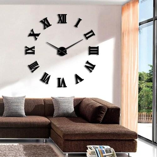 Modern Design DIY Large Decorative 3D Wall Clocks Reloj Pared Adhesivo Roman Numerals Mirror Big Clocks Stickers Watches
