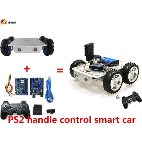 SZDOIT PS2 Handle Control C300 Metal 4WD Smart Car Chassis Kit 4pcs 9V/12V with Encoder Motors DIY for Arduino