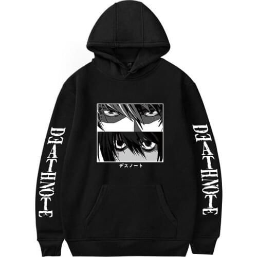Hip Hop Anime Death NOTE Deathnote Sweatshirt Cosplay Hoodie Women Men Streetwear Pullover Hooded Jacket Sudadera Harajuku Coat