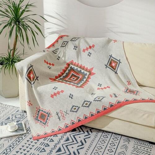 Knitted Sofa Throw Blanket Air Conditioned Nap Cover Bed Tail Jacquard Wool Plaid Blankets Living Room Home Decoration