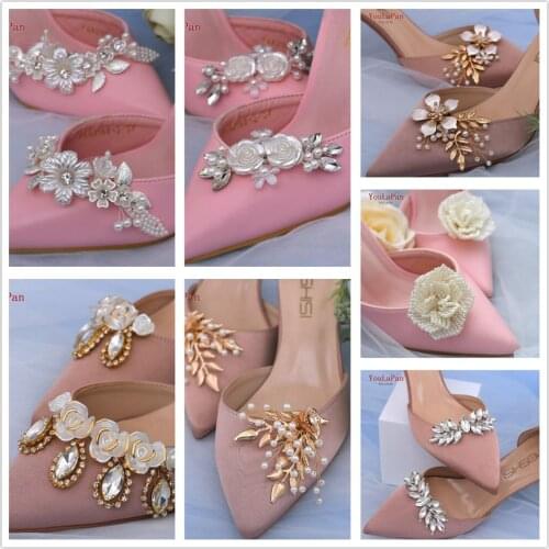 YouLaPan 2pcs/lot High Heels Clips Wedding Shoes Buckle Newest Design Bride Bridesmaid Shoe Buckle Golden Shoes Accessories