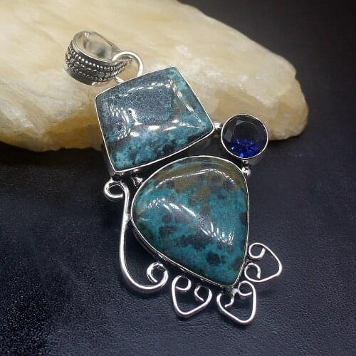 Gemstonefactory Jewelry Big Promotion Single Unique 925 Silver Ruby Zoisite Blue Topaz Lady Women Necklace Pendant 20210205