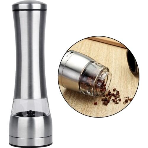 Salt and Pepper Grain Mill Shakers Stainless Steel Metal Food Grinder Pulverizer Spice Jar Condiment Container Kitchen Tools