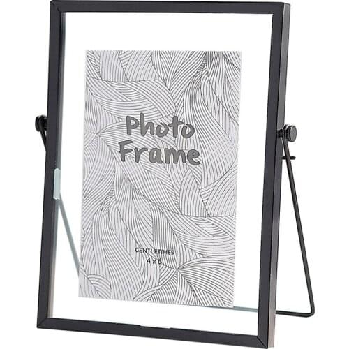 Iron Art Square Photo Frame Nordic Style Geometric Glass Decorative Desktop Wall Photo Frames
