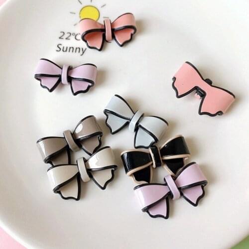 10Pcs/lot Kawaii Acrylic Bowknot Flatback Resin Cabochon for Hair Clip Headwear Accessories DIY Scrapbooking Decoration Crafts