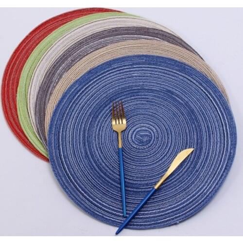 4/6pcs Woven round Placemat Table Mat Pad Heat Resistant Bowls Coffee Cups Coaster Tableware Mat Home Decoration Kitchen Tool