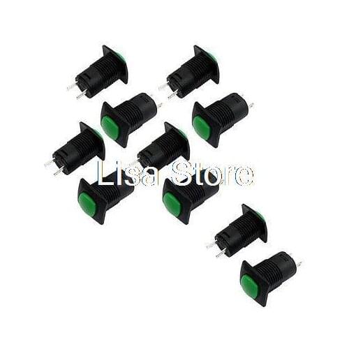AC 125V/3A 1.5A/250V Green Square Cap 2P SPST Self Lock Push Button Switch