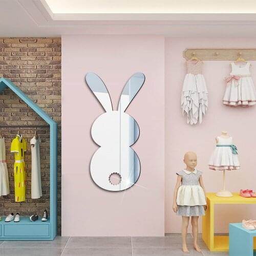 Easter Bunny Acrylic Mirror Stickers Wall Sticker Baby Bedroom Decor Living Room Home Decoration Accessories