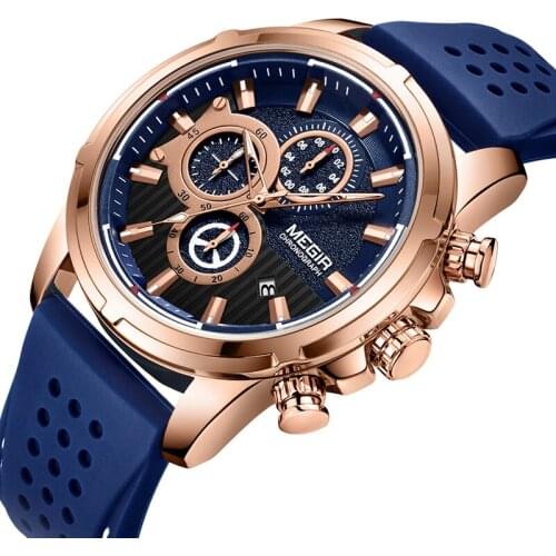 MEGIR 2019 Luxury Brand Watches Men Fashion Sport Military Quartz Watch Men Silicone Waterproof Clock Man Relogio Masculino