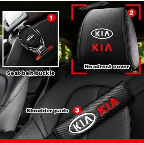 High Quality Car Seat Belt Buckle Fit Headrest Cover Shoulder Pads PU Leather Protection For KIA Ceed Sportage Rio Universal