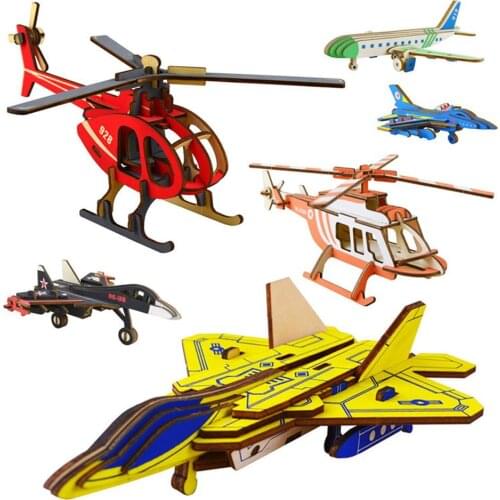 Wooden Miniature Warplane Model DIY Handmade Craft Self Assembly Puzzle Jigsaw Kids Toy