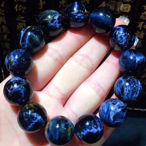 17mm Certificate Natural Namibia Pietersite Blue Gemstone Round Beads Stretch Bracelet From Namibia AAAAAA