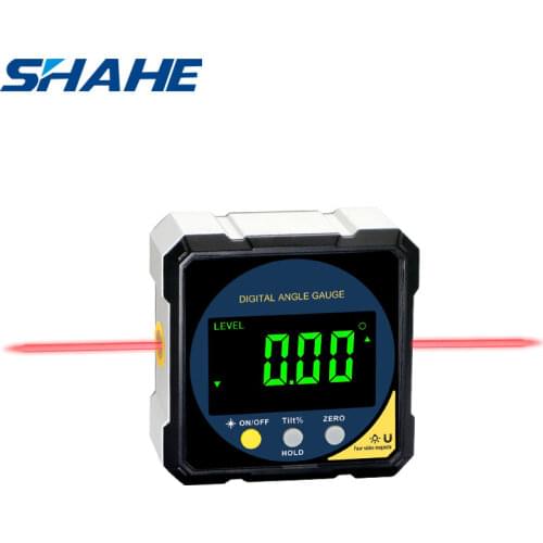 SHAHE Four Side Magnets Electronic Protractor With Two- Sided laser Digital Angle Finder Level With Rechargeable Battery