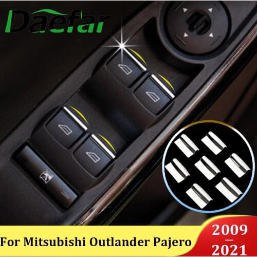 7Pcs Stainless Steel Car Window Switch Trim Windows Switch Sticker For Mitsubishi Outlander ASX Pajero Accessories