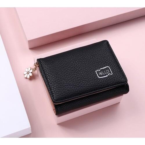 2021 New Fashion Womens Wallet Short Ladies Small Card Holder Print Girls Tassel Two-fold Female Coin Bags