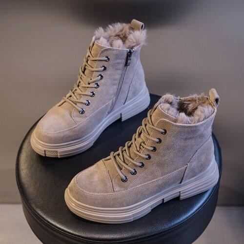 Sneakers Women Warm Vogue Ankle Boots Plush Fur Keep Warm Woman Shoes Lace Up Round Toe Shoes Comrfortable Shoes Women 899