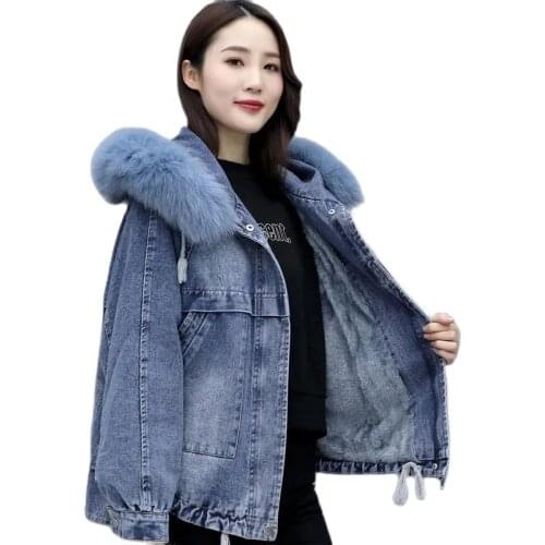 Denim Plus Velvet Jacket Women 2021New Autumn Winter Loose Cowboy Coat Wild Warm Cotton Jeans Outwear Female женская куртка A468