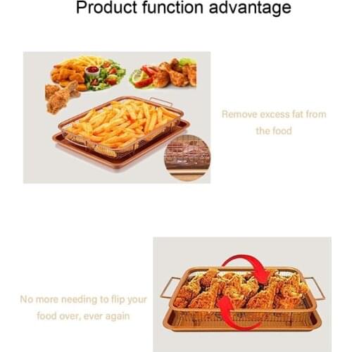 Metal Oven Crisper Tray Non Stick Cookie Sheet Air Fry Pan Grill Chips Basket