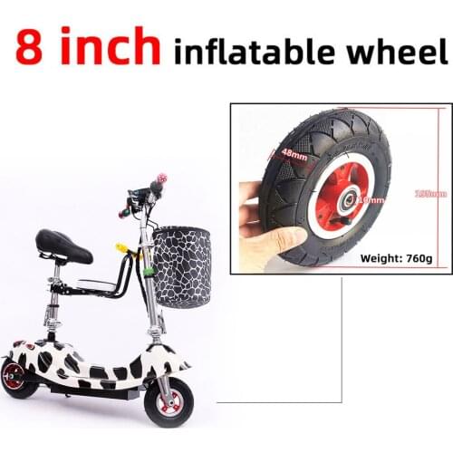 8 inches outer Tyre and Inner Tube 200x50 inflatable wheel with brake and bent Valvefor electric Gas Scooter & Electric Scooter
