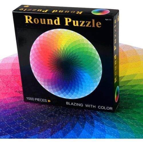 Puzzles 1000 Pcs/set Round Jigsaw Puzzles Palette Intellectual Game for Adults and Kids Puzzle Paper Gift Rainbow Wood Unisex