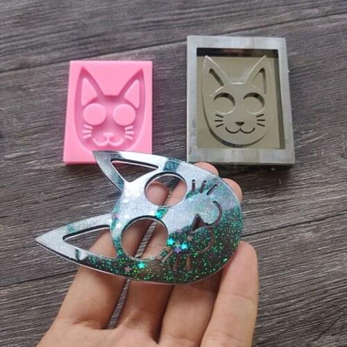 Crystal Epoxy Resin Mold Super Glossy Self-defense Cat Keychain Pendant Casting Silicone Mould DIY Polymer Clay Craft Making Too