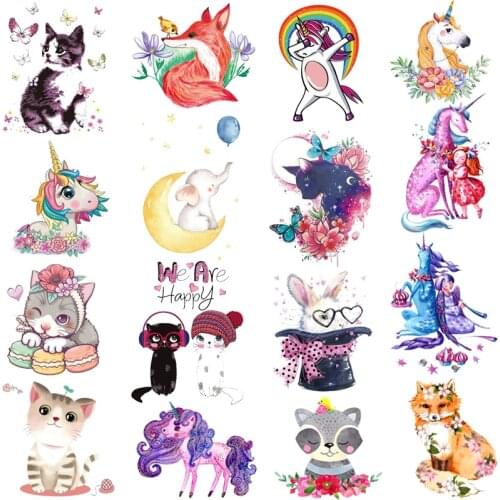 Prajna Cute Cat Iron On Transfers Cartoon Animal Patches For Clothing DIY A-level Washable T-shirt Accessory Clothes Stickers