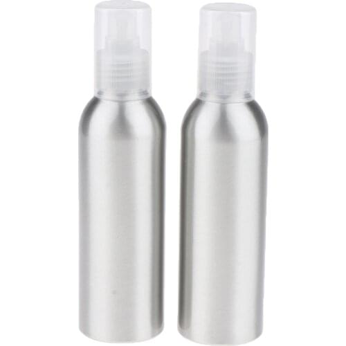 2Pcs Empty Airless Lotion Cream Pump Aluminum Container Cosmetic Bottle Dispenser Travel Containers - 150ml