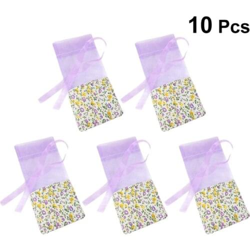 10pcs Empty Lavender Bags Flower Printing Sachets Bag Fragrance Pouch for Relaxing Sleeping Light Purple with Floral