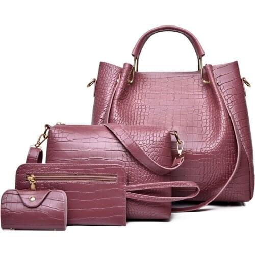 Pink Sugao womens bag tote crossbody bag 4pcs/set pu leather women bags designer luxury handbags purse crossbody girl shopping