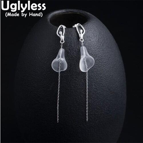 Uglyless Elegant Dancing Ballet Girls Earrings Crystals Calla lily Flowers Earrings for Women 925 Silver Chains Tassels Brincos