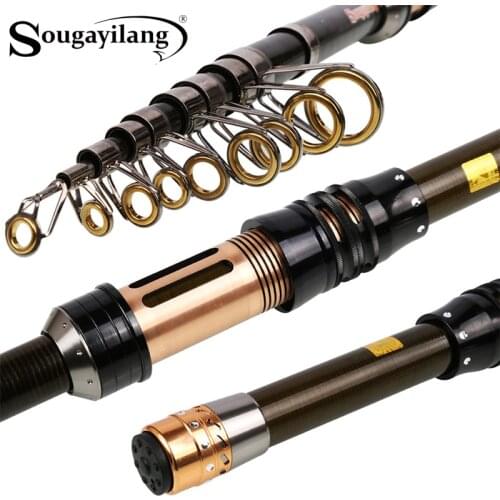 Sougayilang 1.3m-2.4m Telescopic Fishing Rod Double Fixed Strong Wheel Seat High Handlet Saltwater Freshwater Sea Fishing Rods