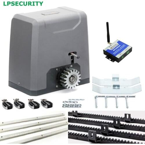 LPSECURITY HEAVY DUTY 4 remote controls 1500KG AUTOMATIC GSM SLIDING GATE OPENER 4m 5m 6m racks with GSM remote control module