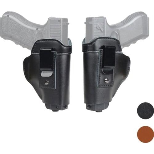 IWB Gun Holster Tactical Leather Concealed Carry Holsters with Concealment Clip Case for Glock 17 19 26 43X 48 Pistol Gun