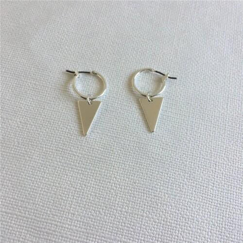 TRENDY GOLD SILVER COLOR PLATING STAR TRIANGLE ROUND DISC CHARM DROP EARRINGS