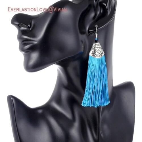 Vintage Tassel Earrings Womens Fashion Jewelry Geometric Jewelry Silver Color Simple Dangle Drop Earrings boho earrings long