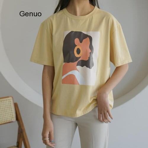 Ladies Retro Top Tee Shirt Women Casual Vintage Print Cotton T-shirt Short Sleeve O Neck Tees 2020 Summer Fashion New