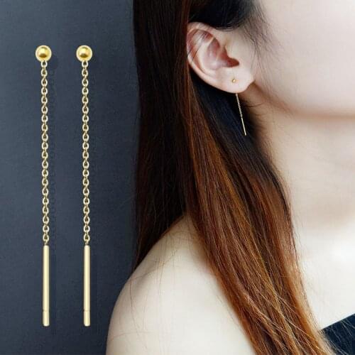 Rose Gold Titanium Steel Long Ear Cords Three Wear Methods Earrings Fashion Jewelry Earrings 2021 for Women Wholesale