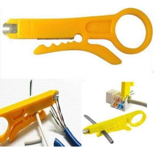 Lot 10pcs/100PCS Mini Strippers Network Cable Plier Yellow UTP STP Cable Cutter Telephone Wire Stripper Punch Down Tool