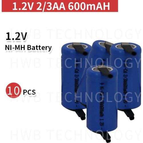 10pcs/lot AA Ni-Cd 1.2V 2/3AA 600mAH rechargeable battery NiCd charging Batteries - Blue Free Shipping